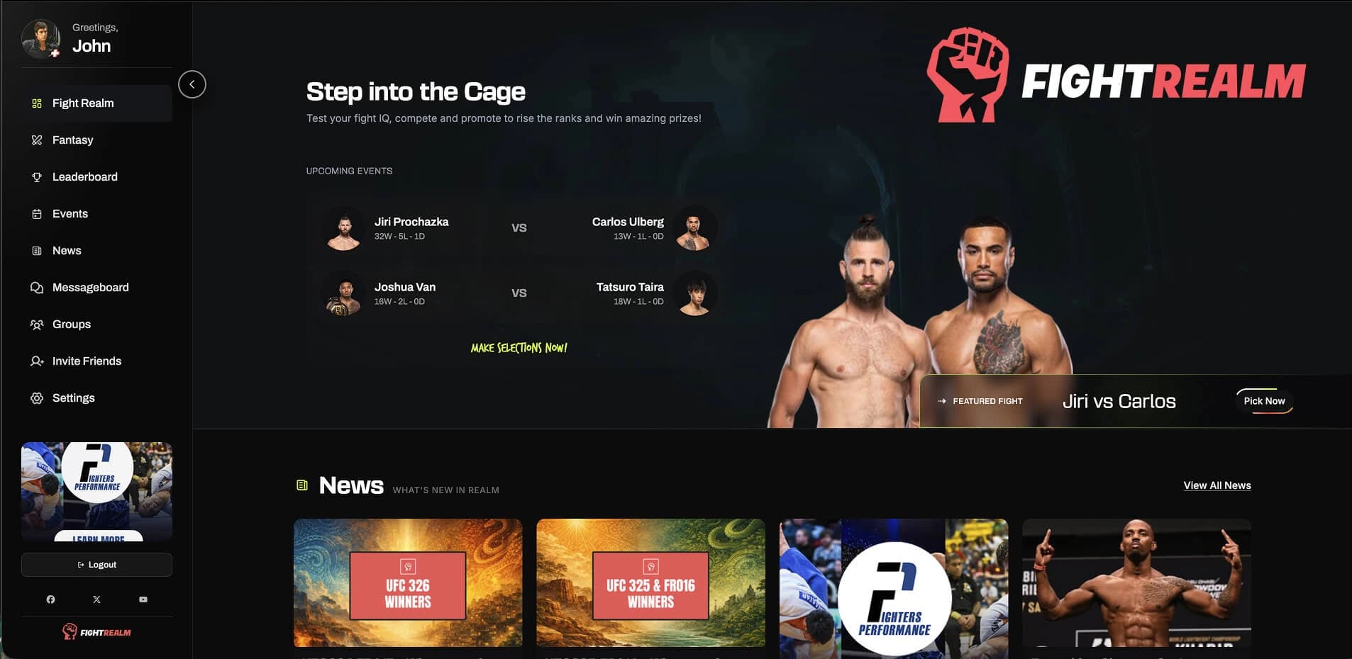 Fight Realm platform MVP